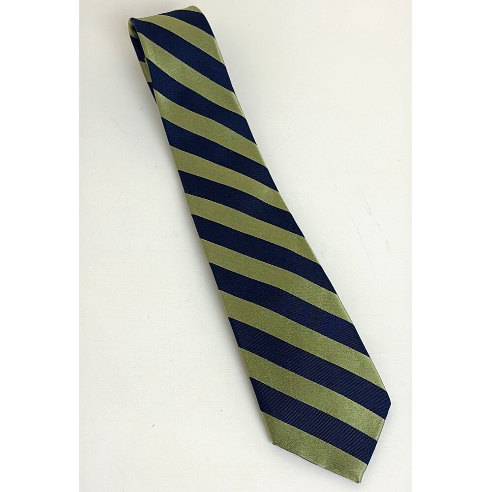 Class Club 100% Silk Tie Boys Navy Blue Green Striped REPP Classic 3 x 50 Easter
